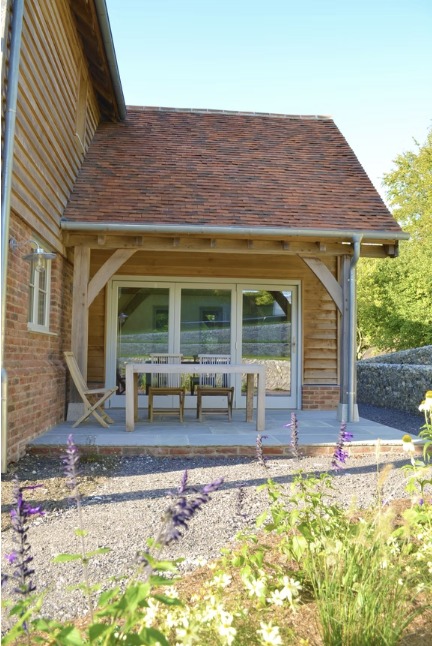 Oak frame garden room with terrace